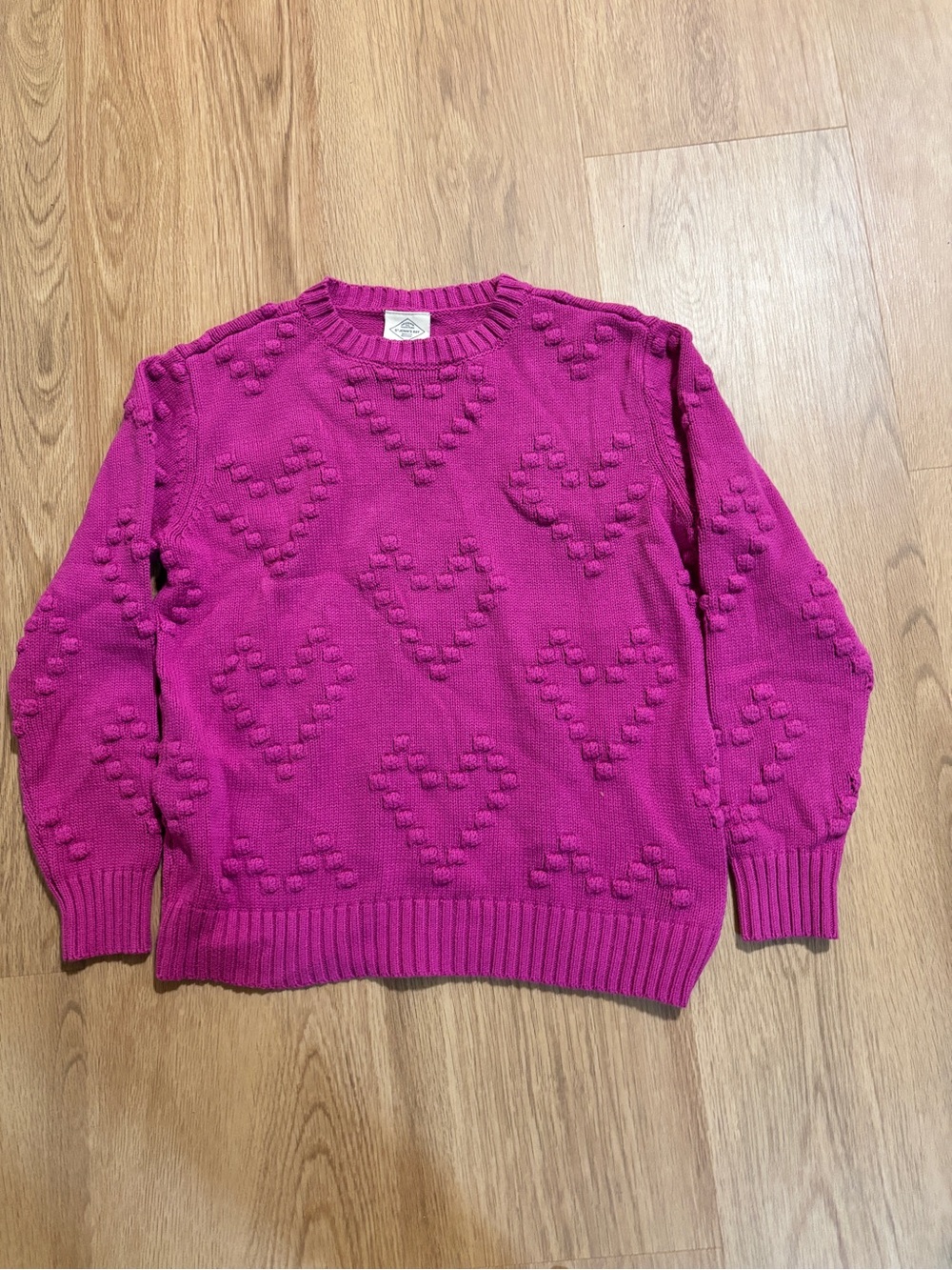 St. John's Bay Fuchsia Heart-Textured Crewneck Sweater